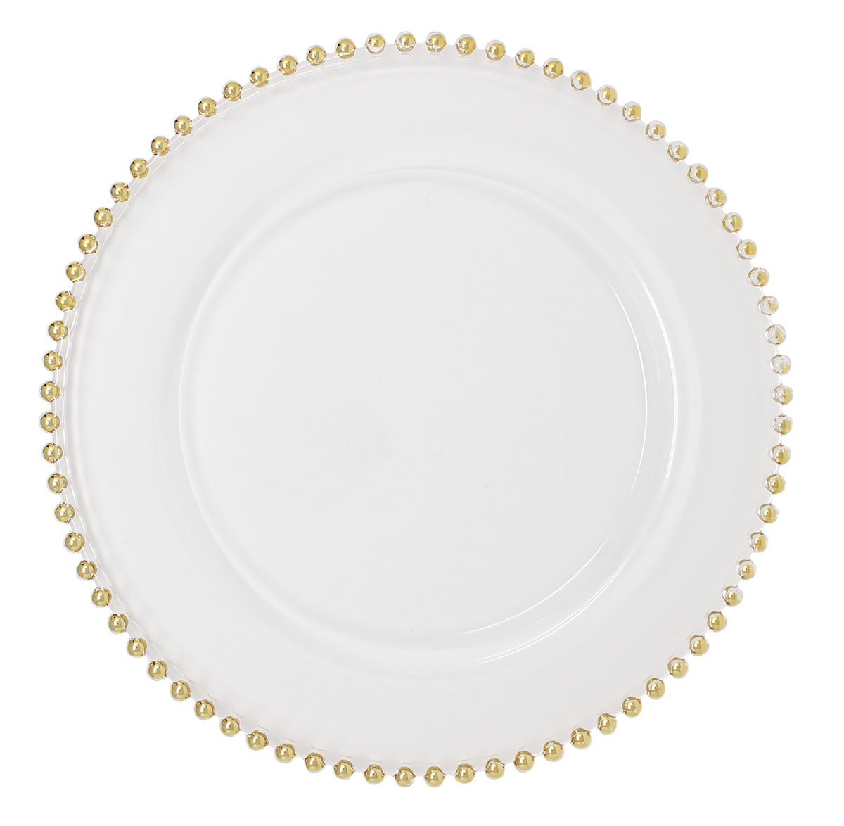Charger Plates Glass Gold Beaded-FOR SALE
